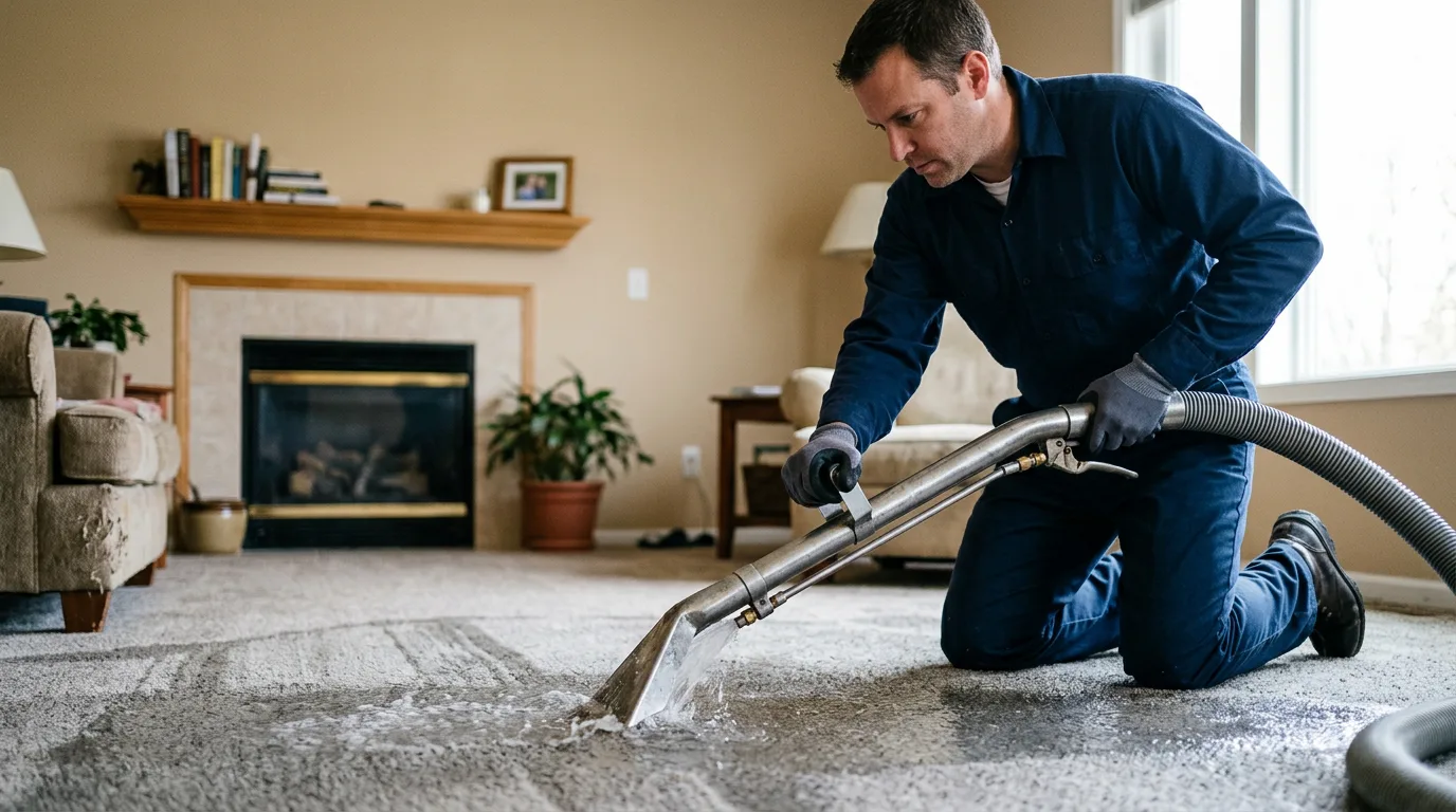 Water damage restoration technician working near Ragsdale, IN